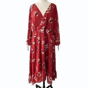 Torrid Floral Dress Plus Size 4X Midi Surplice Ruffle Cottagecore‎ Faux Wrap New